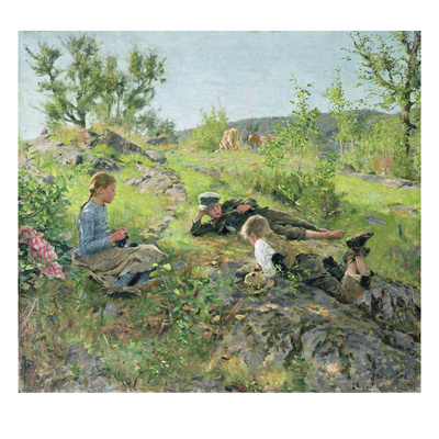 Shepherds, 1882 (Oil On Canvas) by Erik Theodor Werenskiold Pricing Limited Edition Print image