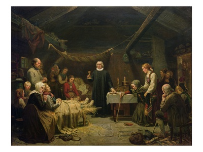 The Sick Bearhunter. The Last Sacrament, 1862 (Oil On Canvas) by Adolphe Tidemand Pricing Limited Edition Print image