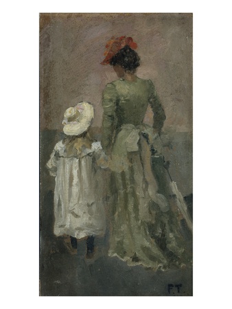 Alexandra Thaulow With Ingrid, 1895 (Oil On Board) by Fritz Thaulow Pricing Limited Edition Print image