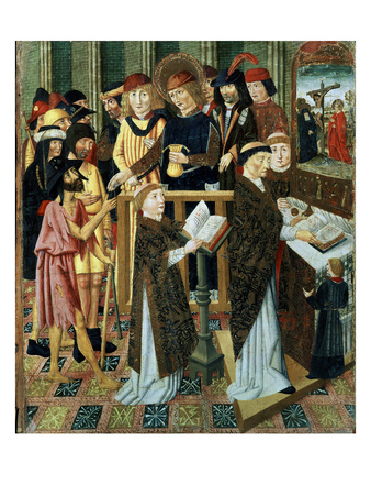 Pilgrims' Mass (Tempera And Gold On Panel) by Jaume Huguet Pricing Limited Edition Print image