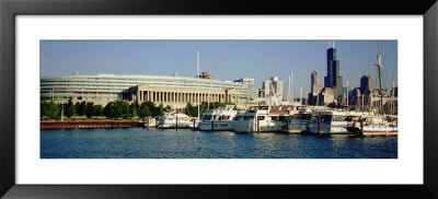 Boats Moored At A Dock, Chicago, Illinois, Usa by Panoramic Images Pricing Limited Edition Print image