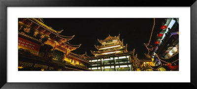 Low Angle View Of Buildings Lit Up At Night, Old Town, Shanghai, China by Panoramic Images Pricing Limited Edition Print image
