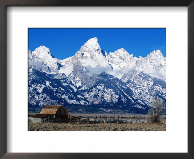 Old Farm With Snowy Tetons Backdrop, Grand Teton National Park, U.S.A. by Christer Fredriksson Pricing Limited Edition Print image