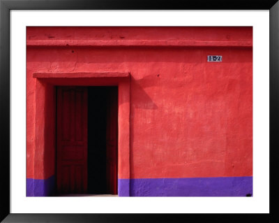 Painted Stucco House Facade, Momostenango, Totonicapan, Guatemala by Jeffrey Becom Pricing Limited Edition Print image
