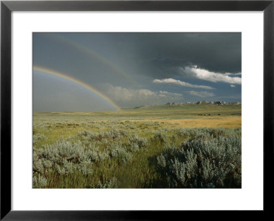 A Double Rainbow Appears Above The Sagebrush In Wyoming by Skip Brown Pricing Limited Edition Print image