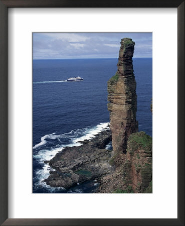 Old Man Of Hoy, Sandstone Sea Stack 137M High, With Ferry In Background, Orkney Islands by Tony Waltham Pricing Limited Edition Print image