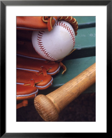 Still Life Of Baseball Glove, Ball, And Bat by Mark Polott Pricing Limited Edition Print image