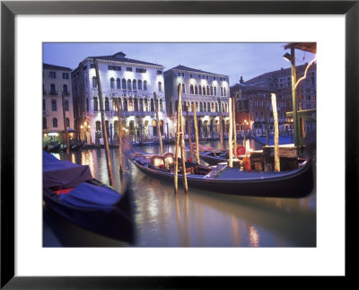Gondolas At Night, Venice, Italy by Peter Adams Pricing Limited Edition Print image