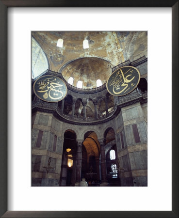 Interior Of The Santa Sophia With Huge Medallions Inscribed With The Names Of Allah, Istanbul by John Henry Claude Wilson Pricing Limited Edition Print image