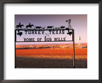 Wrought-Iron Sign At Home Town Of The Famous Bluegrass Musician, Turkey, Texas by Witold Skrypczak Pricing Limited Edition Print image