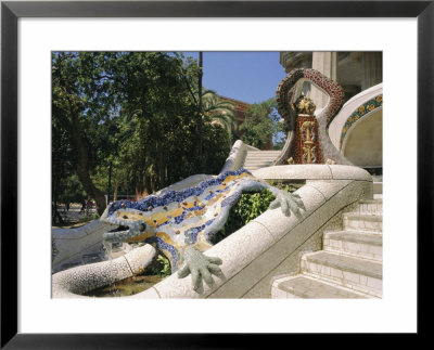 Mozaic Lizard Sculpture By Gaudi, Guell Park, Barcelona, Catalonia, Spain, Europe by Ken Gillham Pricing Limited Edition Print image
