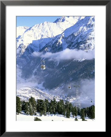 Gondolas Rising Above Village Of Solden In Tirol Alps, Tirol, Austria by Richard Nebesky Pricing Limited Edition Print image