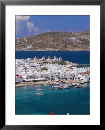Aerial View Of Mykonos (Hora) And Harbour, Mykonos (Mikonos), Cyclades Islands, Greece by Marco Simoni Pricing Limited Edition Print image