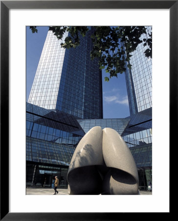 Modern Statue In The Square Between Skyscrapers, Frankfurt-Am-Main, Germany by Richard Nebesky Pricing Limited Edition Print image