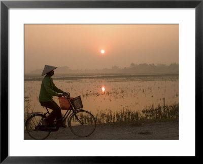 Bicycle In The Morning Mist At Sunrise, Limestone Mountain Scenery, Tam Coc, South Of Hanoi by Christian Kober Pricing Limited Edition Print image