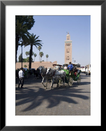 Horse And Carriage Near Jemaa El Fna With Koutoubia In Background, Marrakech, Morocco by Ethel Davies Pricing Limited Edition Print image