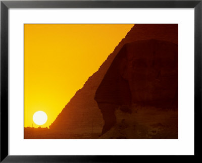 Sunset At The Pyramid Of Khafre And Sphinx At Giza, 4Th Dynasty, Old Kingdom, Egypt by Kenneth Garrett Pricing Limited Edition Print image