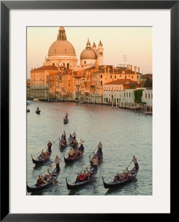 Sunset View Of Gondolas In The Grand Canal And The Santa Maria Della Salute, Venice, Italy by Janis Miglavs Pricing Limited Edition Print image