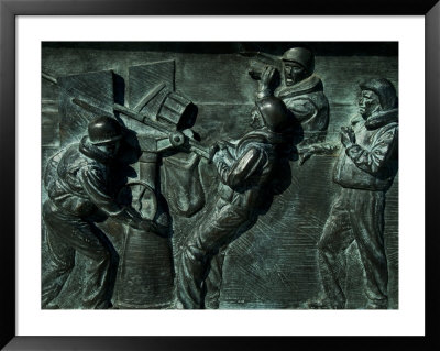 Close View Of Bronze Relief Sculpture On World War Ii Memorial by Todd Gipstein Pricing Limited Edition Print image