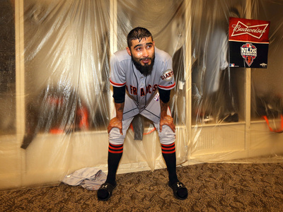 Cincinnati, Oh - October 11: San Francisco Giants V Cincinnati Reds - Sergio Romo by Andy Lyons Pricing Limited Edition Print image