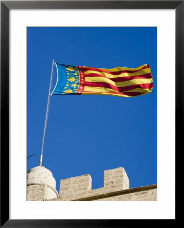 Valencian Flag Flying From Torres De Serranos, Central, Valencia, Spain by Greg Elms Pricing Limited Edition Print image