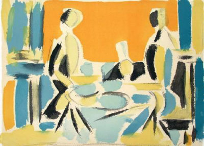 Trois Personnages A Table by Jacques Lagrange Pricing Limited Edition Print image