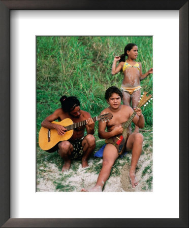 Islanders Playing Music At Anakena Beach, Easter Island, Valparaiso, Chile by Peter Hendrie Pricing Limited Edition Print image