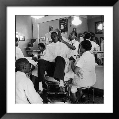 Ny Yankees Baseball Player Satchel Paige, Getting A Manicure, Haircut, Shave And Shoes Shined by George Strock Pricing Limited Edition Print image