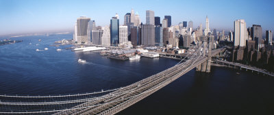 Aerial View Of Brooklyn Bridge, Lower Manhattan, New York City, New York State, Usa by Panoramic Images Pricing Limited Edition Print image