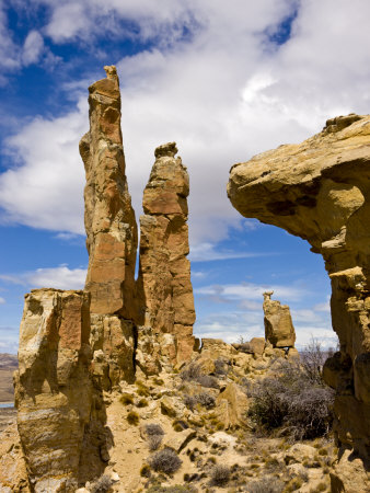 Sandstone Pillars On The Patagonian Steppe, Argentina, December 2007 by Adam Burton Pricing Limited Edition Print image