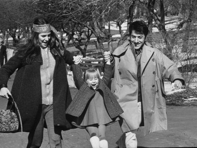 Actor Dustin Hoffman With Wife Anne Byrne And Daughter Walking Through Central Park by John Dominis Pricing Limited Edition Print image