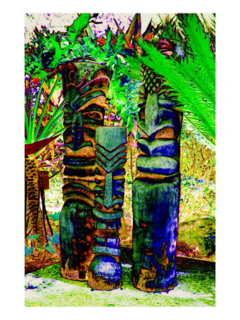 Three Iridescent Tiki Totem Poles by Images Monsoon Pricing Limited Edition Print image