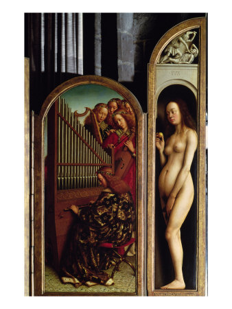 Angel Musicians And Eve, From The Right Hand Wing Of The Ghent Altarpiece, 1432 by Hubert Eyck Pricing Limited Edition Print image