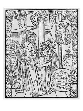 February, Interior Scene, Aquarius, Illustration From The 'Almanach Des Bergers', 1491 by Pierre Le Rouge Pricing Limited Edition Print image