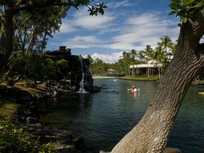 Tourists Rowing A Canoe On A Lake At A Resort by Todd Gipstein Pricing Limited Edition Print image