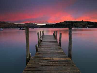 Sunrise Over Akaroa Harbour, Banks Peninsula, South Island, New Zealand, Pacific by Adam Burton Pricing Limited Edition Print image