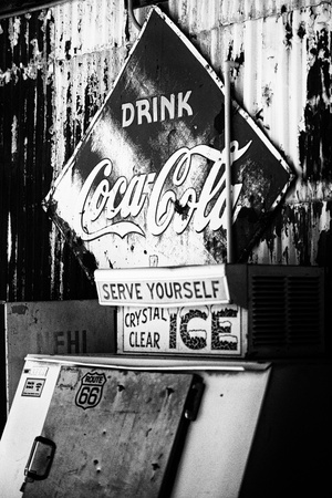 Panneau Publicitaire Coca Cola Dans Une Ancienne Station Essence Sur La Route 66 Ii by Philippe Hugonnard Pricing Limited Edition Print image