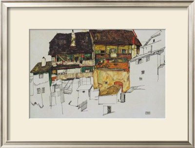 Old Houses At Krumau, 1914 by Egon Schiele Pricing Limited Edition Print image