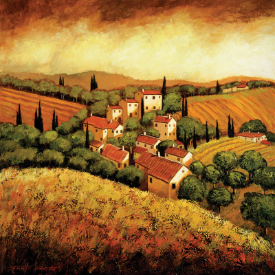 Tuscan Hillside Village by Santo De Vita Pricing Limited Edition Print image
