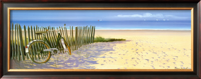 Beach Landscape With Fence And Bicycle by Henri Deuil Pricing Limited Edition Print image