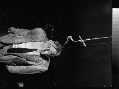 Benjamin Forman With Flying Lawn Sprinkler He Invented, International Gadget And Invention Show by Ralph Morse Pricing Limited Edition Print image