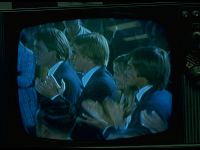 Tv Image Of President Ford's Sons Applauding Following President Ford's Oath Of Office by Gjon Mili Pricing Limited Edition Print image