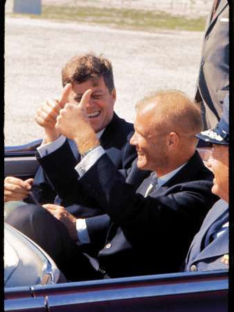 President Kennedy With Thumbs-Up, Riding In Open Car With Astronaut John Glenn by Michael Rougier Pricing Limited Edition Print image