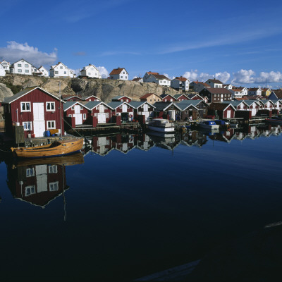 Boathouses And Boats By A Lake by Birger Lallo Pricing Limited Edition Print image