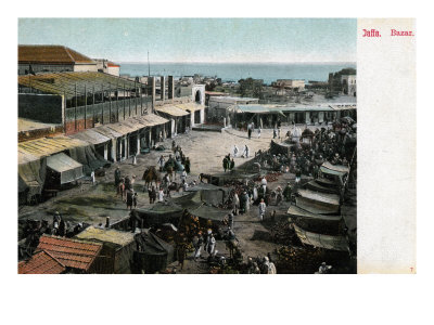 Jaffa Market With Tent Stalls And Arab Men Shopping, Late 1800S, Early 1900S by Charles Jervas Pricing Limited Edition Print image