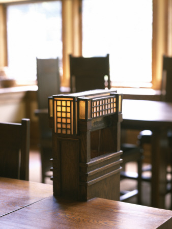 The Boynton House, Rochester, New York, 1908, Detail Of Intergrated Table Lamp, Frank Lloyd Wright by Alan Weintraub Pricing Limited Edition Print image