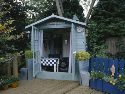 The 'Upper Deck' With Wooden Summerhouse And Decking, , Designer: Robin Green And Ralph Cade by Clive Nichols Pricing Limited Edition Print image