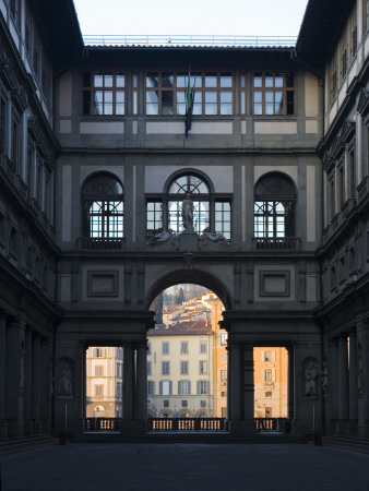 Uffizi Gallery - Arched Exit At Piazza Degli Uffizi, Florence, Italy, Architect: Giorgio Vasari by David Clapp Pricing Limited Edition Print image