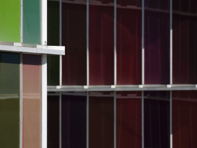 Detail Of Coloured Glass Panels At Museo De Arte Contemporaneo, Leon, Spain by David Borland Pricing Limited Edition Print image