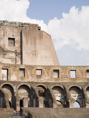 Crumbling Upper Tier Is Reinforced With Modern Brickwork At The Colosseum, Rome, Italy by David Clapp Pricing Limited Edition Print image